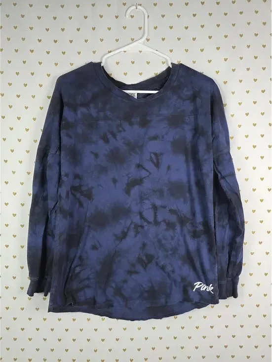 Victorias Secret Pink LOGO Tye Dye Sweater Shirt Long Sleeve SMALL - Picture 1 of 4